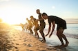 Soldiers training on the beach.