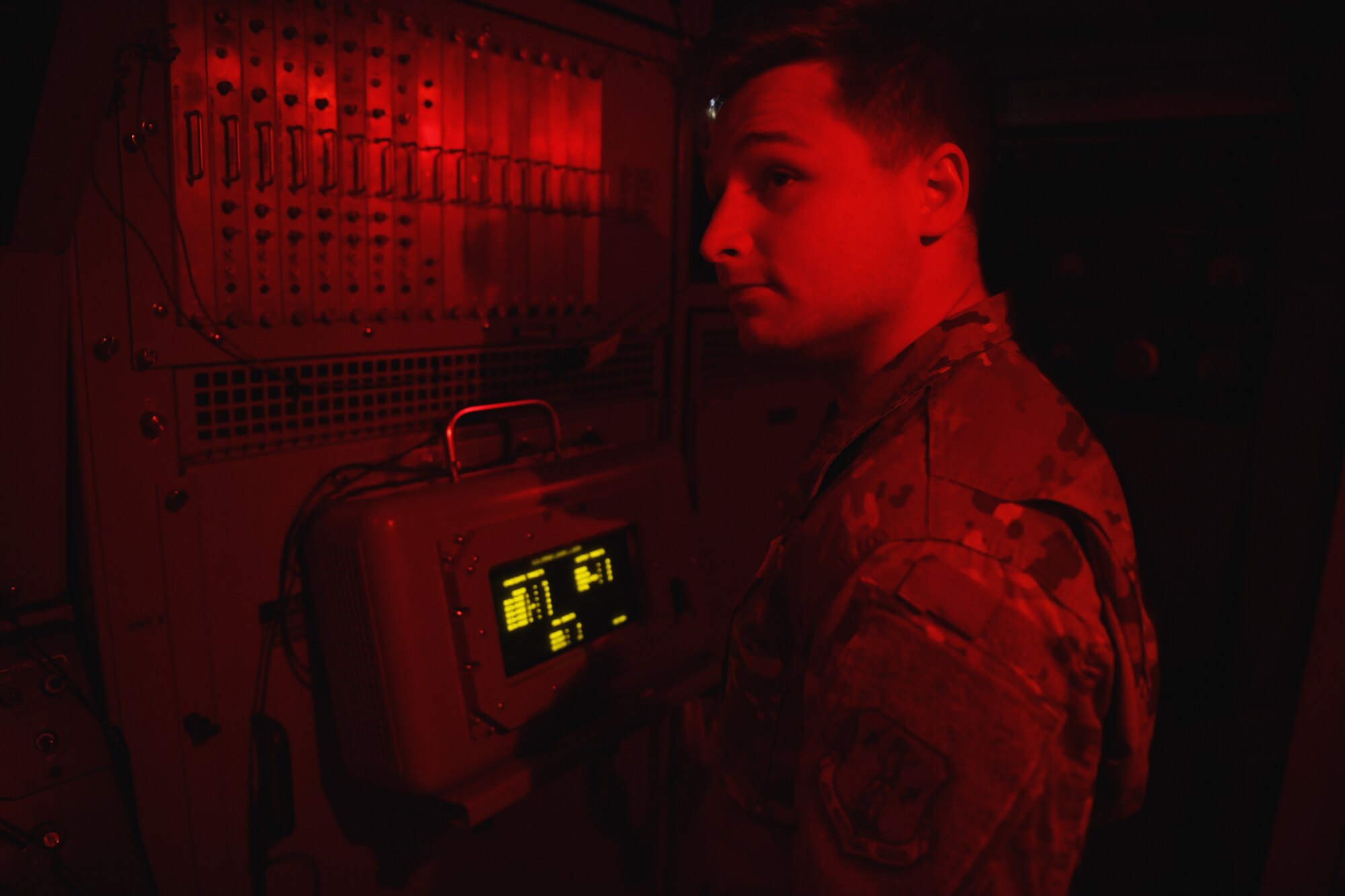 U.S. Air Force Senior Airman Gabriel Willard, a radar technician assigned to the 123rd Air Control Squadron, operates a deployable field radar system June 13, 2022  during Agile Rage 22 at the Alpena Combat Readiness Training Center in Michigan. Airmen conducted numerous mission-essential tasks during Agile Rage 22, including joint intelligence operations, airspace control, search and rescue coordination, intra-theater airlift, joint fires, close air support, interdiction of enemy capabilities, and Agile Combat Employment. (U.S. Air National Guard photo by Master Sgt. Shane Hughes)