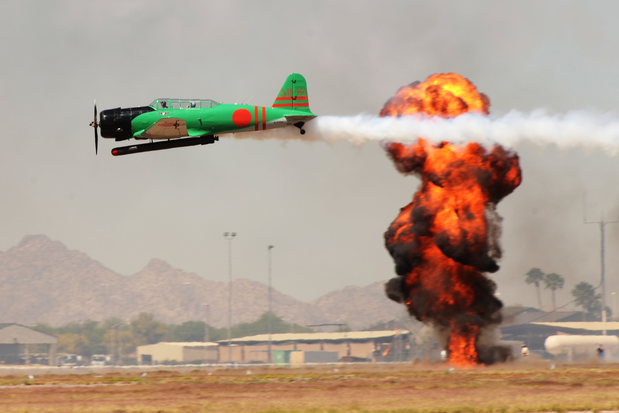 "Tora, Tora, Tora" the Commemorative Air Force's recreation of the Japanese attack on Pearl Harbor that signaled the beginning of the American involvement in World War II April 3, 2016 on Luke Air Force Base, Ariz. "Tora, Tora, Tora" is intended as a memorial to all the soldiers who gave their lives for our country. (U. S. Air Force photo by Staff Sgt. Staci Miller)