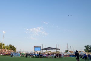 Beale AFB flies over the Lamar Hunt U.S. Open Cup semifinals mat