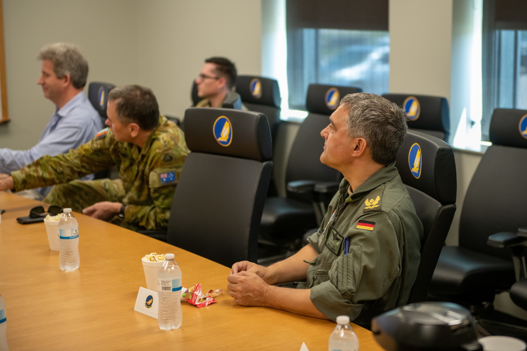 Visiting foreign defense attaches meet the with 89th Attack Squadron at Ellsworth Air force Base, S.D., July 20, 2022.