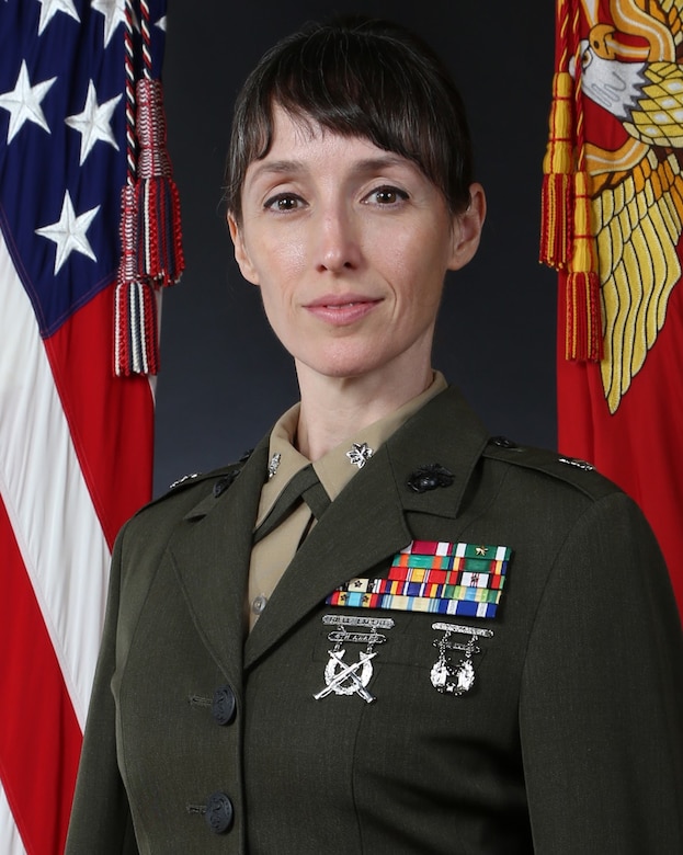 Command photo of Lt. Col. Bethany S. Peterson, commanding officer of 2nd Landing Support Battalion, Combat Logistics Regiment 27, 2nd Marine Logistics Group.