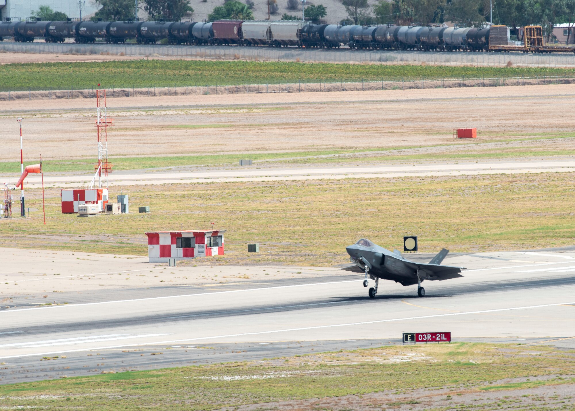 An F-35A Lightning II aircraft takes off July 25, 2022, at Luke Air Force Base, Arizona.