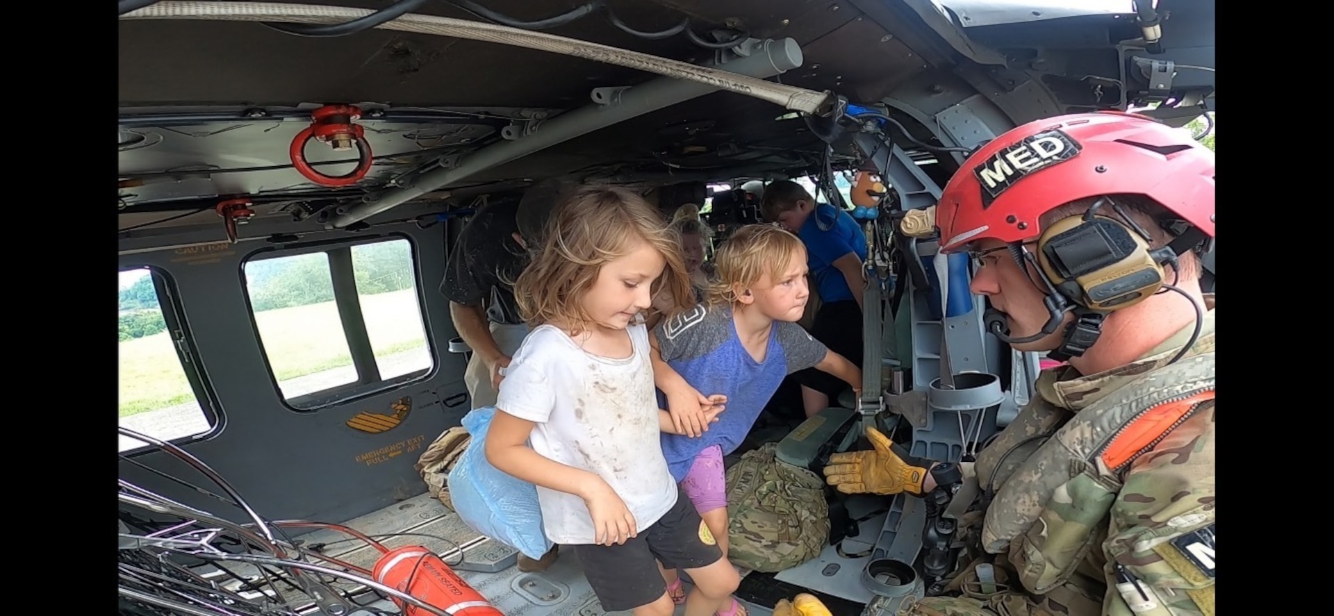 Kentucky Army National Guard's Detachment 1, Charlie Company 2/238th Aviation Regiment, MEDEVAC, rescues flood victims in eastern Kentucky July 28, 2022.