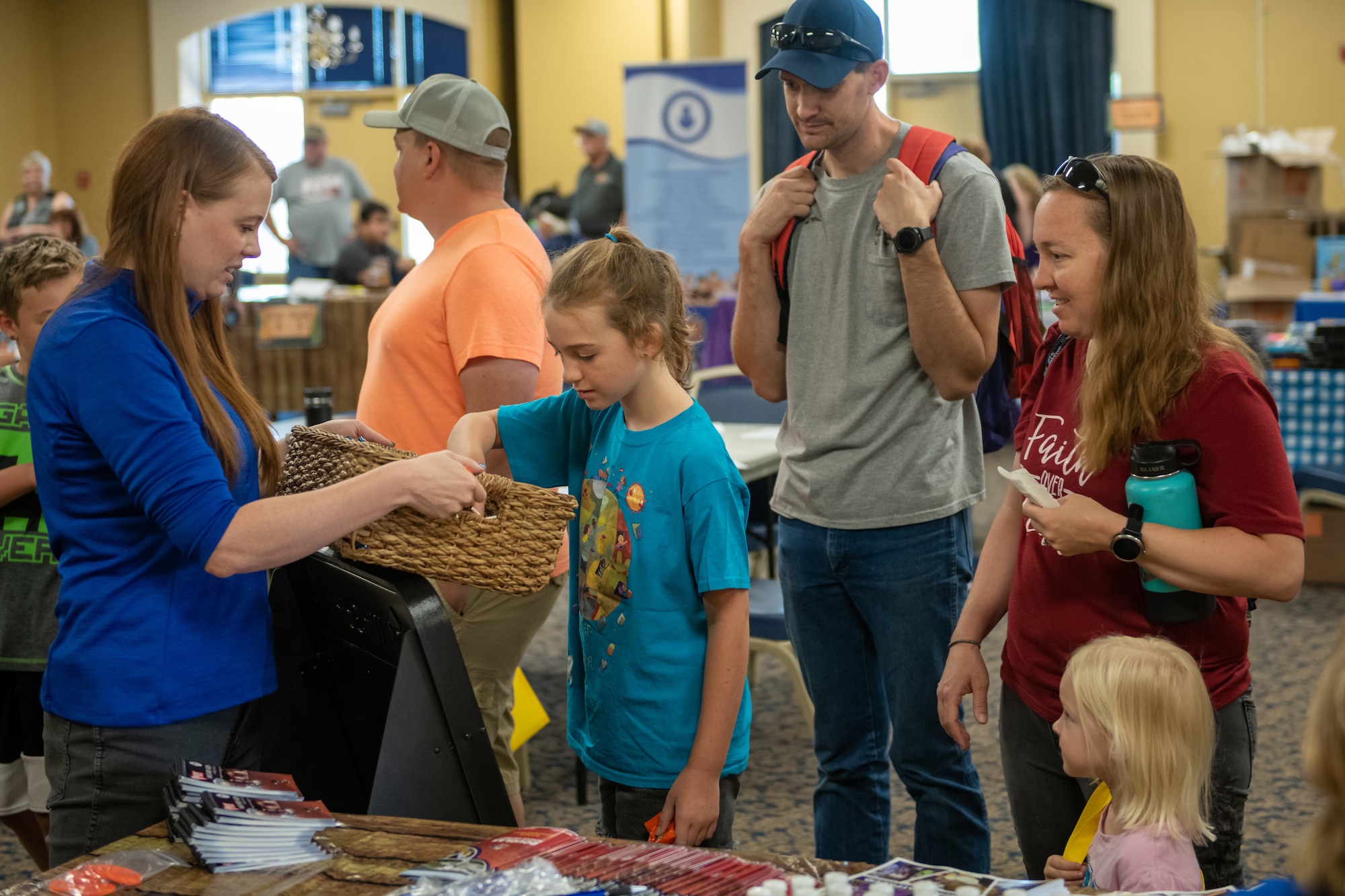 A family from the local area visits Ellsworth Air Force Base, S.D., for the ‘Back 2 School
Roundup” July 30, 2022.