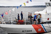 Coast Guardsmen conduct a public tour of U.S. Coast Guard cutter Terrapin (WPB-87366) August 2 in support of Fleet Week Seattle 2022. Fleet Week Seattle is a time-honored celebration of the sea services that provides an opportunity for the citizens of Washington to meet Sailors, Marines and Coast Guardsmen, and witness the latest capabilities of today’s maritime services. (U.S. Navy photo by Mass Communication Specialist 2nd Class Aranza Valdez)