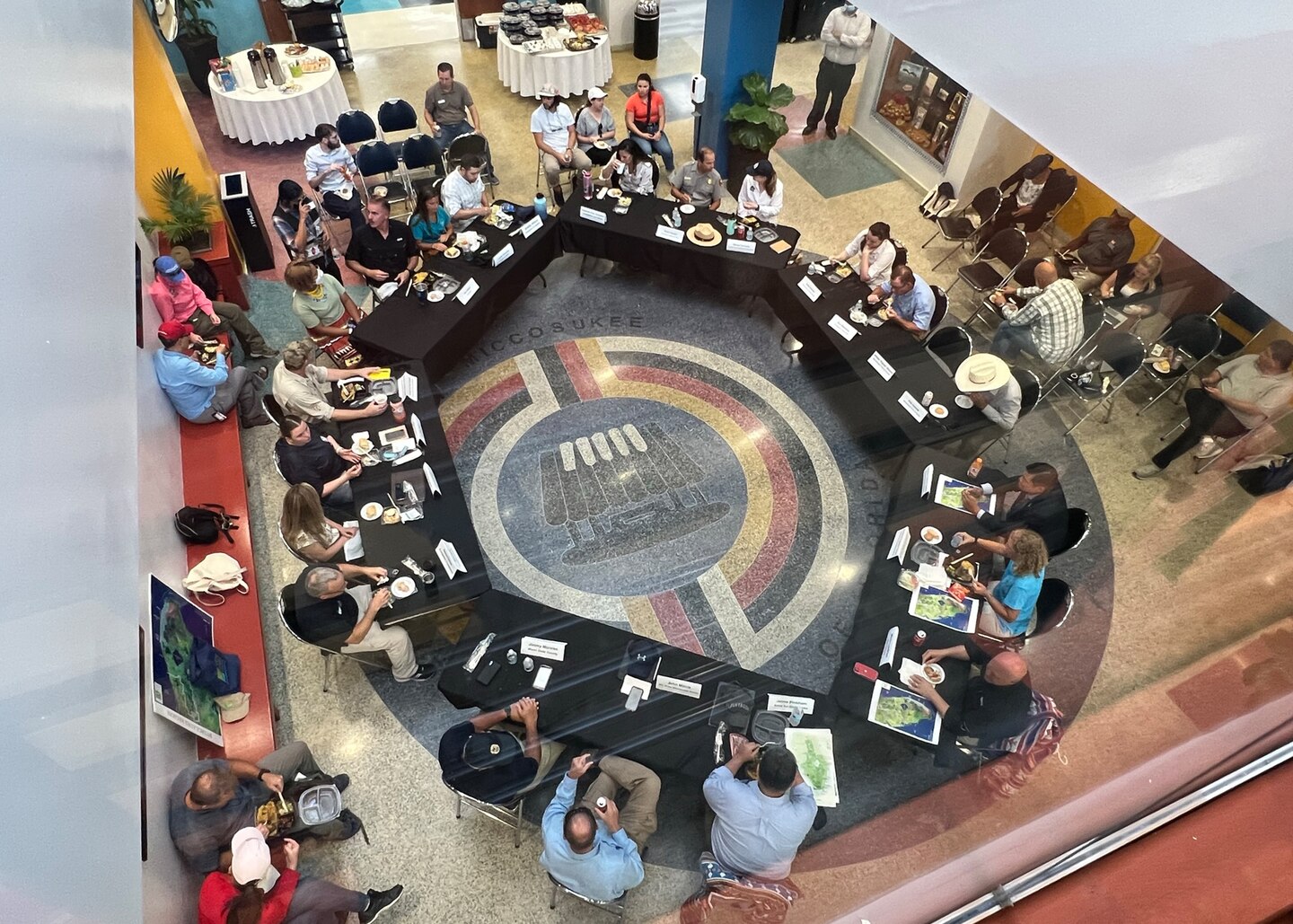 The Miccosukee Tribe hosted a luncheon roundtable discussion at the Miccosukee Indian School in celebration of increased funding for restoration efforts with Mitch Landrieu, White House Sr. Advisor and Infrastructure Implementation Coordinator, Jaime A. Pinkham, The Assistant Secretary of the Army (Civil Works), U.S. Rep. Debbie Wasserman Schultz (FL-23), the U.S. Army Corps of Engineers, along with state, local leaders and key Everglades nonprofit partners for a round table discussion inside the Everglades in Miami-Dade County, Florida, on July 21, 2022. (USACE photo by Mark Rankin)