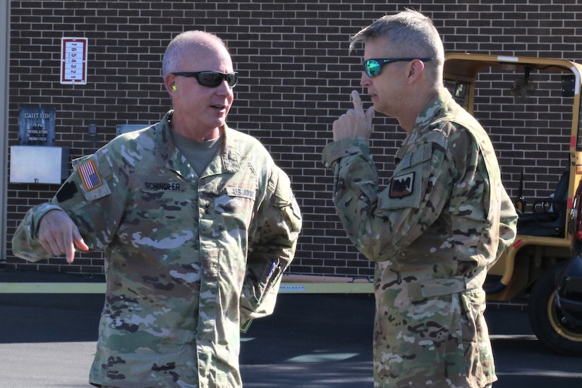 U.S. Army Gen. Daniel R. Hokanson, Chief of the National Guard Bureau, visits the Eastern Army National Guard Aviation Training Site to receive an orientation on the new UH-60V Black Hawk helicopters and take one for a quick flight.