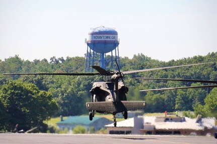 U.S. Army Gen. Daniel R. Hokanson, Chief of the National Guard Bureau, visits the Eastern Army National Guard Aviation Training Site to receive an orientation on the new UH-60V Black Hawk helicopters and take one for a quick flight.