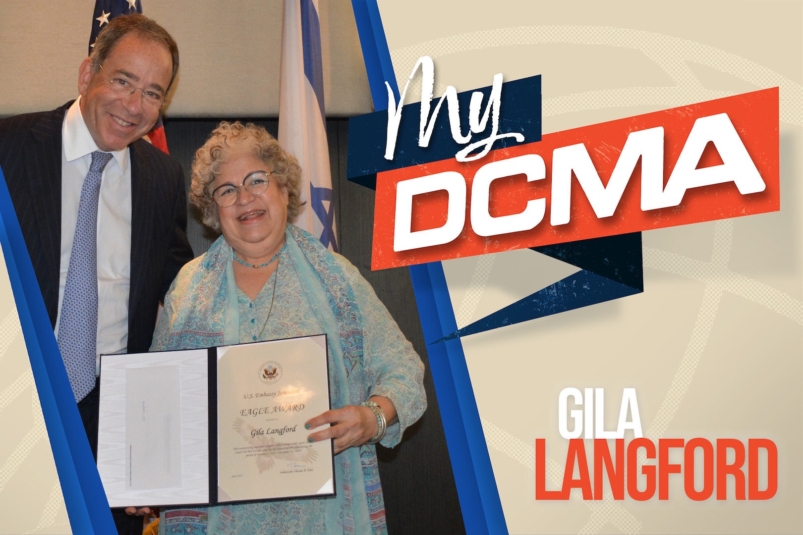 Gila Langford receives an award.