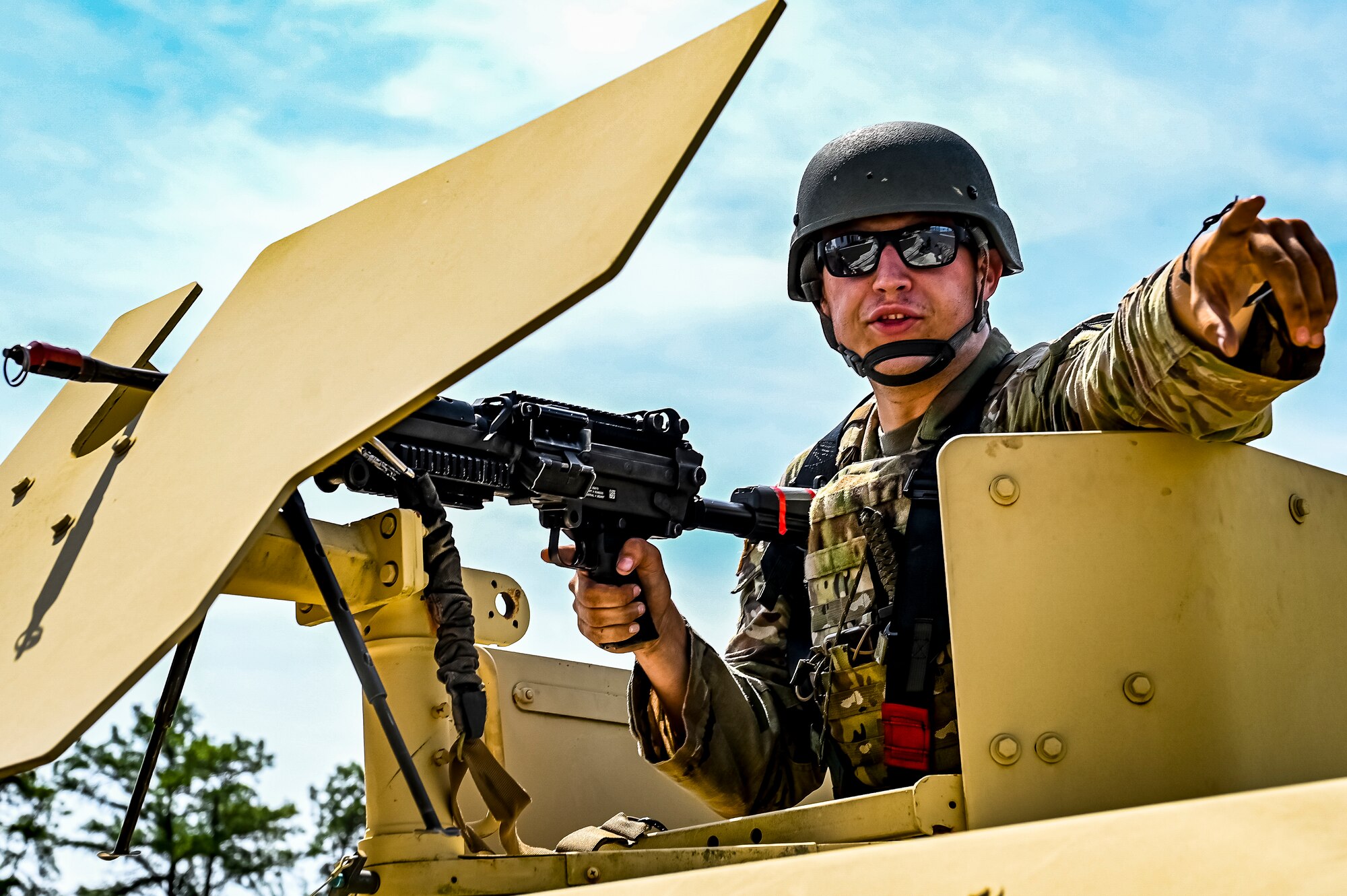 A U.S. Army National Guard Soldier assigned to the 333rd Military Police Brigade performs an STX lane as part of a simulated exercise on Joint Base McGuire-Dix Lakehurst, N.J., July 31, 2022. Soldiers from the 333rd MP Brigade, 340th MP Battalion gathered here for Gotham Justice, a four-week exercise that trained, challenged and improved Soldiers’ primary skill sets and core MP competencies required in detention operations and security and mobility support operations.