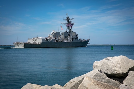 The Arleigh Burke-class guided missile destroyer USS Delbert D. Black (DDG 119)