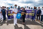 Capt. Hank Kim, Pacific Partnership 2022 (PP22) mission commander, exchanges gifts with Puerto Princesa Vice Mayor Maria Nancy M. Socrates upon arrival of Military Sealift Command hospital ship USNS Mercy (T-AH 19) to Puerto Princesa during the kick off of the PP22 mission stop in the Philippines. Now in its 17th year, Pacific Partnership is the largest annual multinational humanitarian assistance and disaster relief preparedness mission conducted in the Indo-Pacific.
