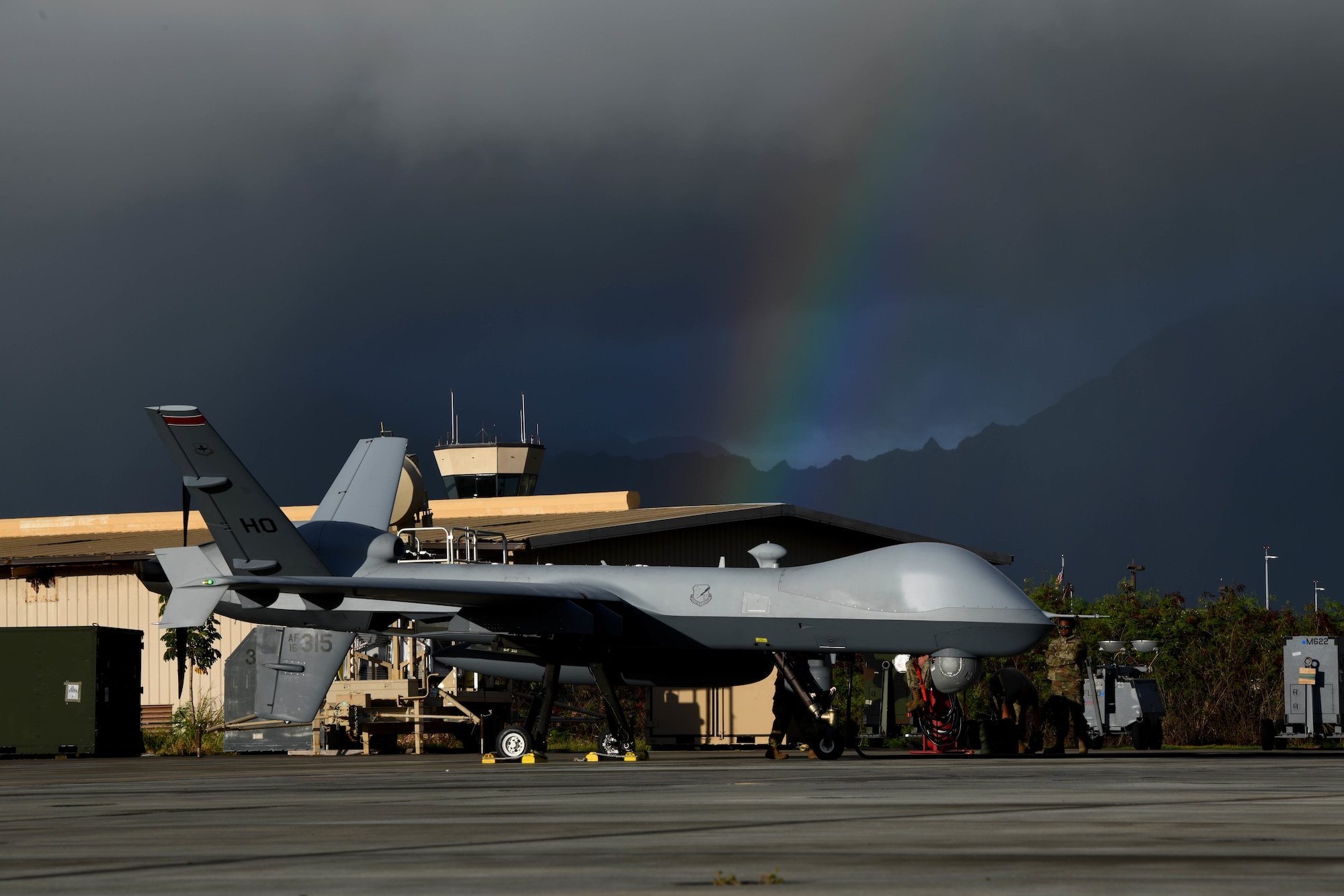 MARINE CORPS AIR STATION, KANEOHE BAY, Hawaii (July 25, 2022) An MQ-9 Reaper assigned to the 49th Wing at Holloman Air Force Base, N.M., sits on the taxi way prior to takeoff during Rim of the Pacific (RIMPAC) 2022, July 25, at Marine Corps Air Station Kaneohe Bay, Hawaii.