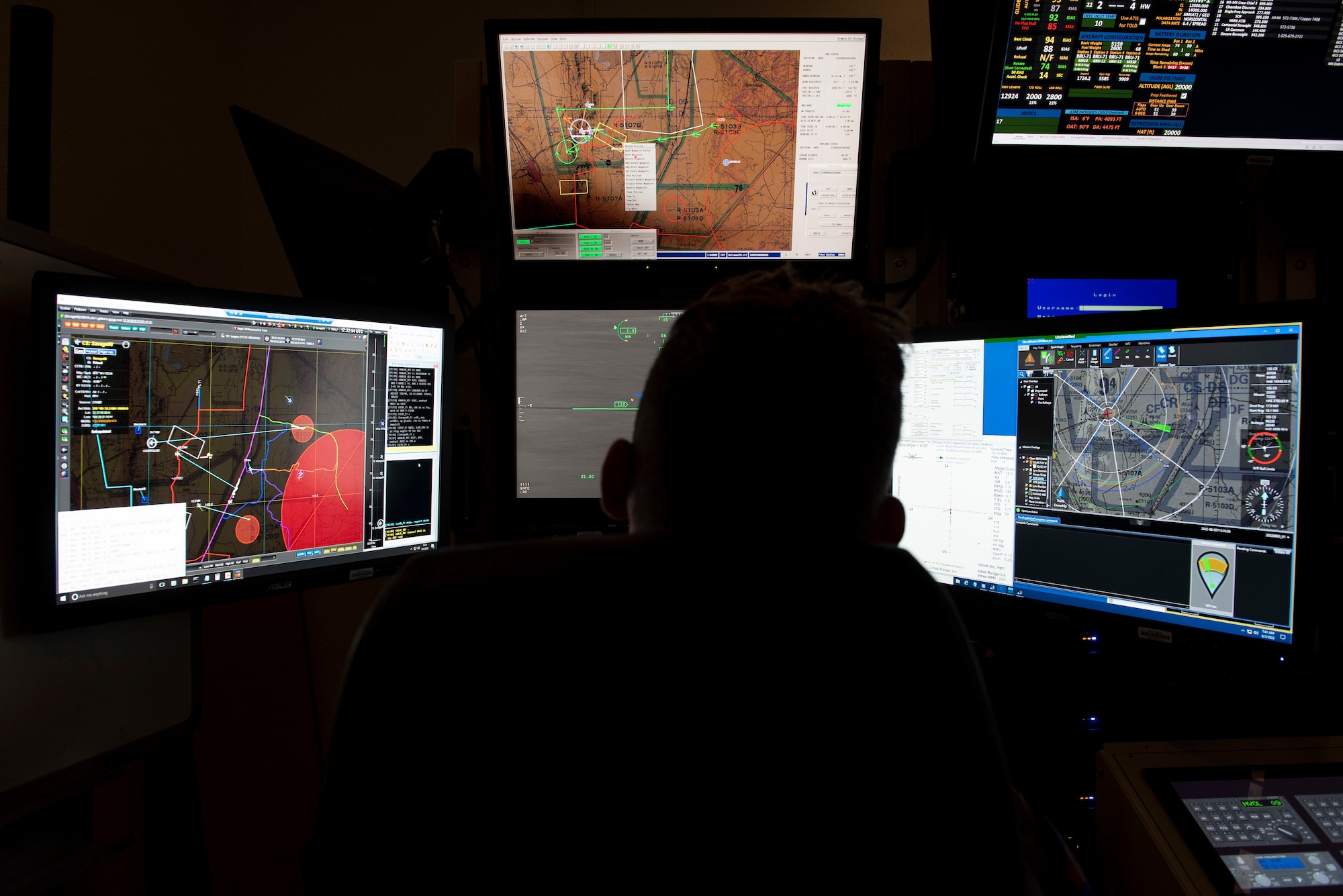 An Airman from the 16th Training Squadron pilots a simulated MQ-9 Reaper, August 3, 2022, on Holloman Air Force Base, New Mexico.