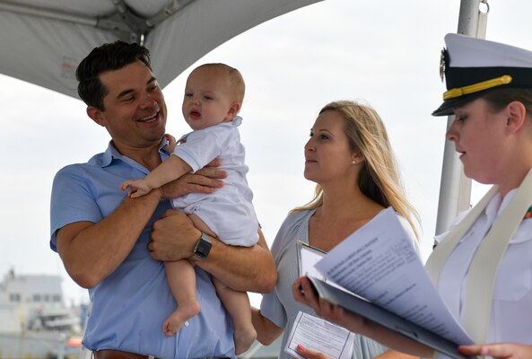 Namesake’s Great-Great-Grandnephew Baptized Aboard USS Laboon