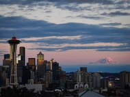 A sunset view of the city of Seattle, August 4, in support of Fleet Week Seattle 2022. Fleet Week Seattle is a time-honored celebration of the sea services that provides an opportunity for the citizens of Washington to meet Sailors, Marines and Coast Guardsmen, and witness the latest capabilities of today’s maritime services. (U.S. Navy photo by Mass Communication Specialist 2nd Class Aranza Valdez)