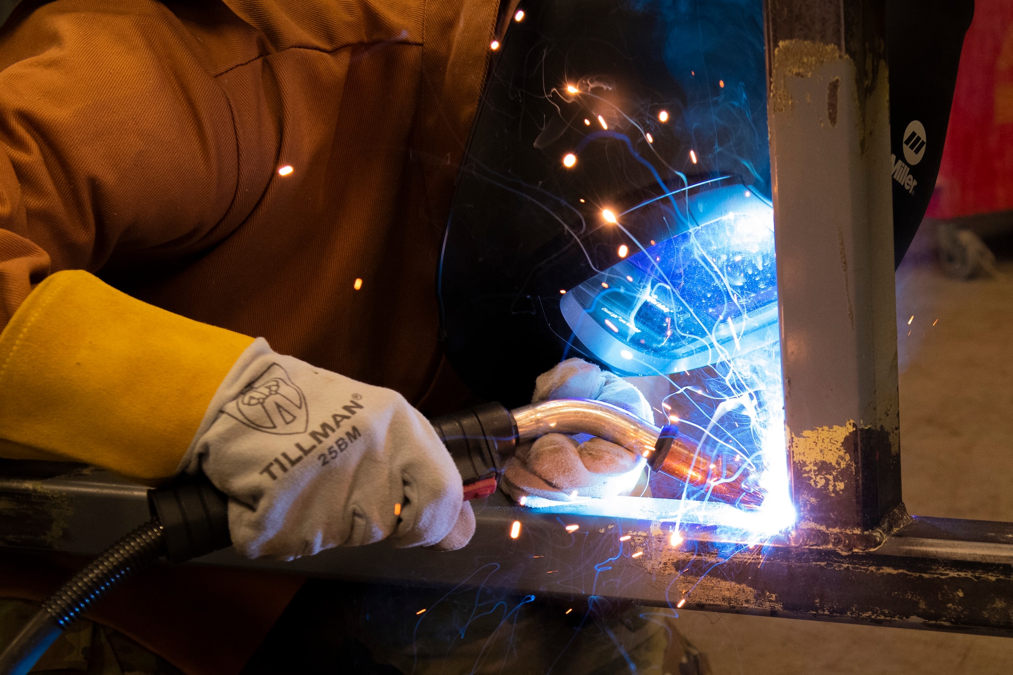 Airman 1st Class Devon Bento, 49th  Equipment Maintenance Squadron aircraft metals technology apprentice, trains on his welding skills on Holloman Air Force Base, New Mexico, July 20, 2022.