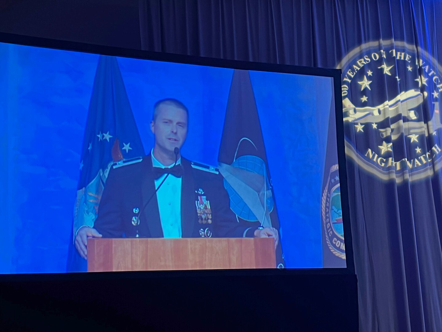 Col. Brian Golden, NAOC commander, provides opening remarks during the 60th Anniversary NAOC Gala.