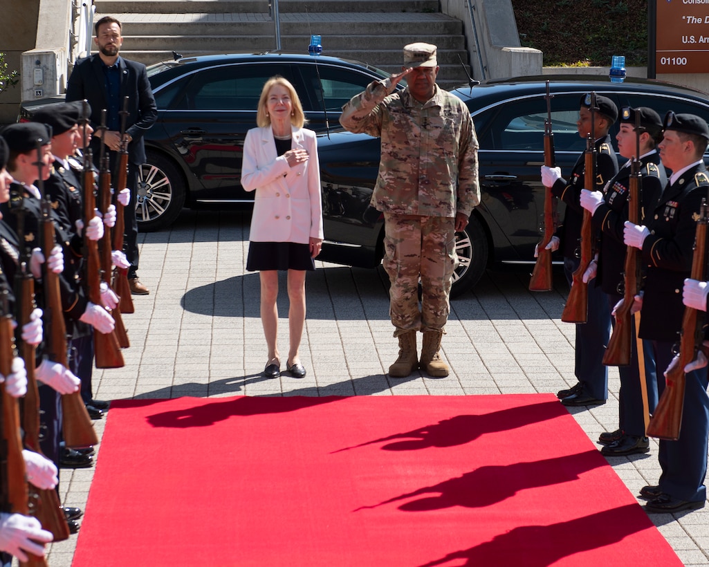U.S. ambassador to Germany, Dr. Amy Gutmann, visited the U.S. Army Europe and Africa headquarters at U.S. Army Garrison Wiesbaden Aug. 8, 2022.