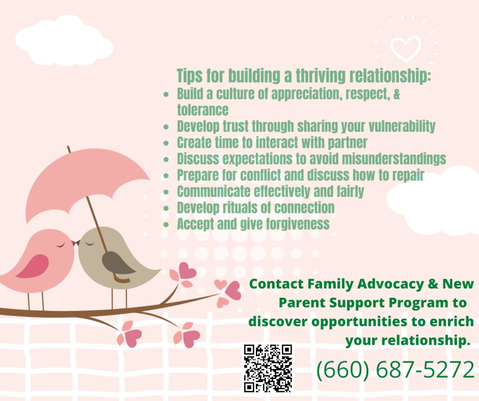 A graphic about tips for building a thriving relationship.
