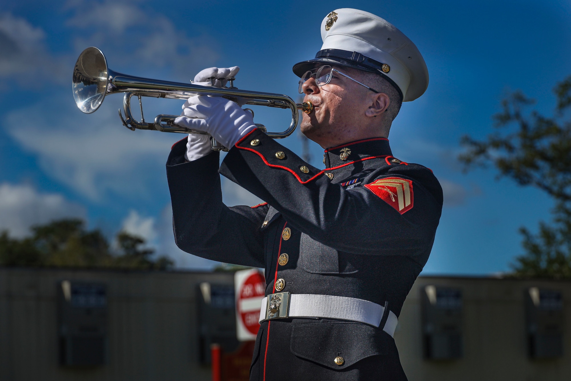 A Marine who renders appropriate honors at funerals, memorial services, and other patriotic observances.