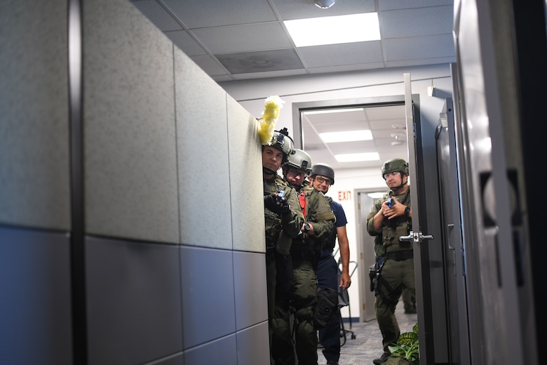 Security conduct a room by room pursuit in search of the active shooter
