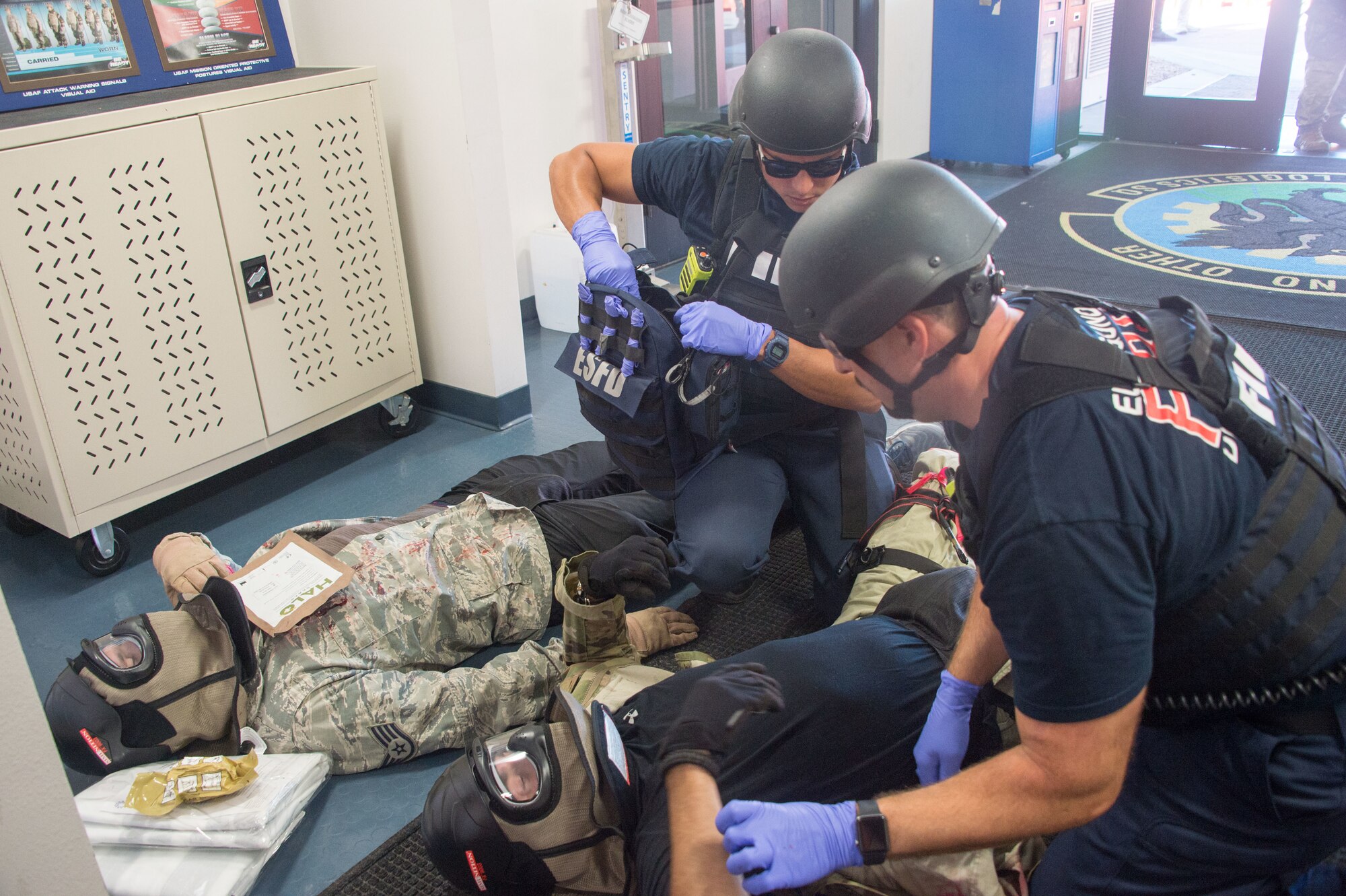 El Segundo Fire Department treat casualties they find in the building.