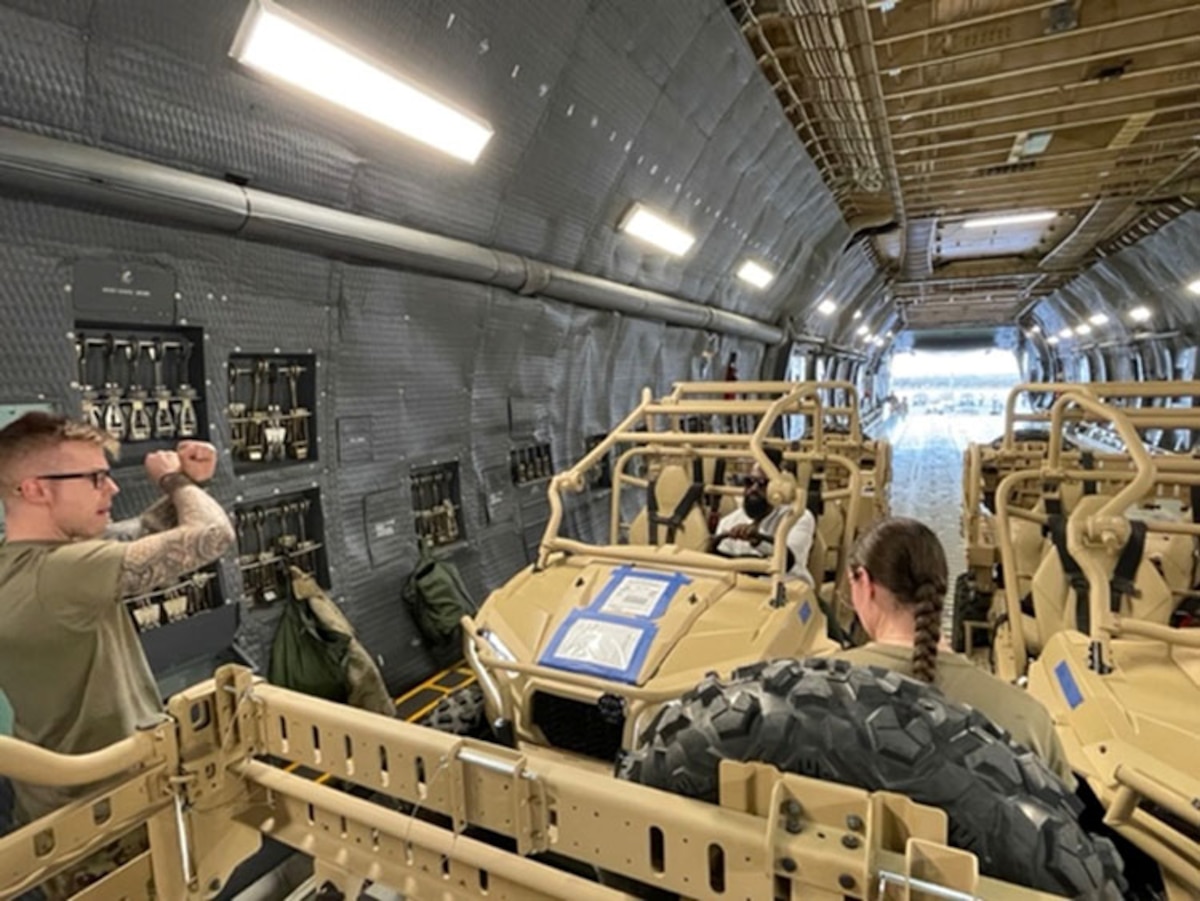 Loading equipment aboard a C-5 Galaxy