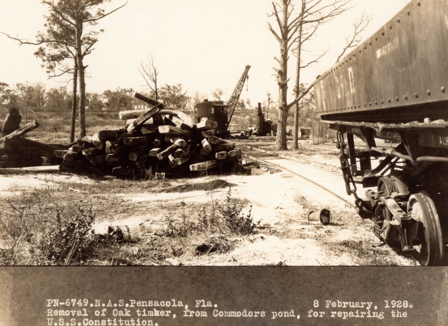 Removal of Oak timber, from Commodores pond, for repairing the U.S.S. Constitution.