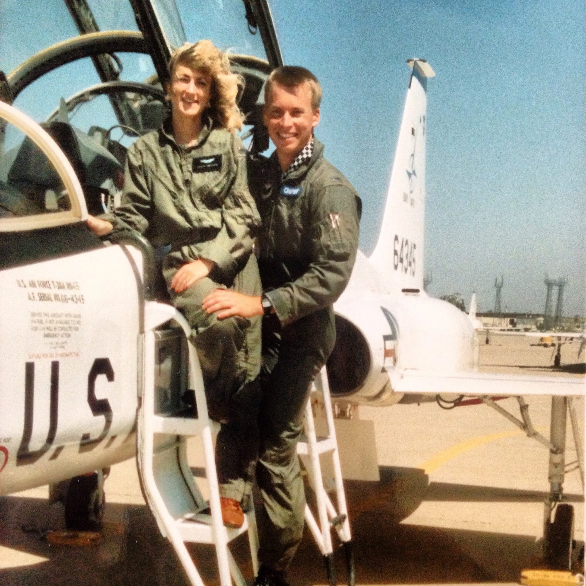 U.S. Air force 1st Lt. Chad Chapman's father, retired 1st Lt. John Chapman, poses on a T-38 Talon with Chad's mother. (U.S. Air Force courtesy photo)