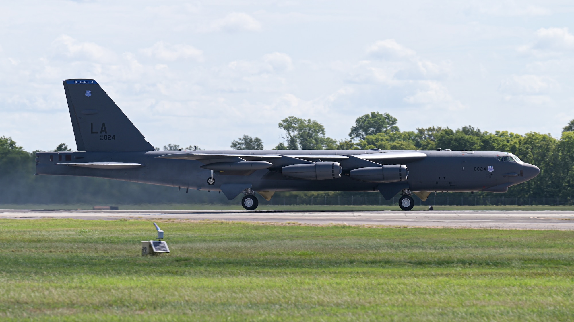 A B-52H Stratofortress prepares to take off from Barksdale Air Force Base in support of RIMPAC 2022, Aug. 1, 2022. Twenty-six nations, 38 ships, three submarines, more than 170 aircraft and 25,000 personnel are participating in RIMPAC from June 29 to Aug. 4 in and around the Hawaiian Islands and Southern California. The world’s largest international maritime exercise, RIMPAC provides a unique training opportunity while fostering and sustaining cooperative relationships among participants critical to ensuring the safety of sea lanes and security on the world’s oceans. RIMPAC 2022 is the 28th exercise in the series that began in 1971. (U.S. Air Force photo by Senior Airman Jonathan E. Ramos)