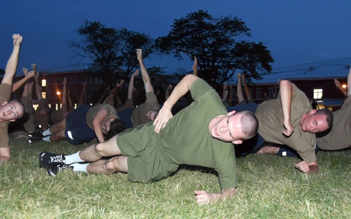 220803-N-IK959-3626 GREAT LAKES, Ill. (August 3, 2022) Naval Reserve Officers Training Corps (NROTC) New Student Indoctrination (NSI) midshipman candidates participate in morning physical training at Recruit Training Command (RTC), August 3. Upon completion of NSI, the candidates will start their freshman year of the NROTC program at colleges and universities nationwide this fall. NSI is an indoctrination program hosted at RTC, and provides midshipmen with a common military training orientation. NSI provides basic training in five warfighting fundamentals – firefighting, damage control, seamanship, watchstanding and small arms handling and marksmanship – to begin creating basically trained and smartly disciplined future Navy and Marine Corps officers. NROTC is overseen by Commander, Naval Service Training Command (NSTC), Rear Adm. Jennifer S. Couture, which supports naval accessions training for 98 percent of the Navy’s new officers and enlisted Sailors. (U.S. Navy photo by Scott A. Thornbloom)
