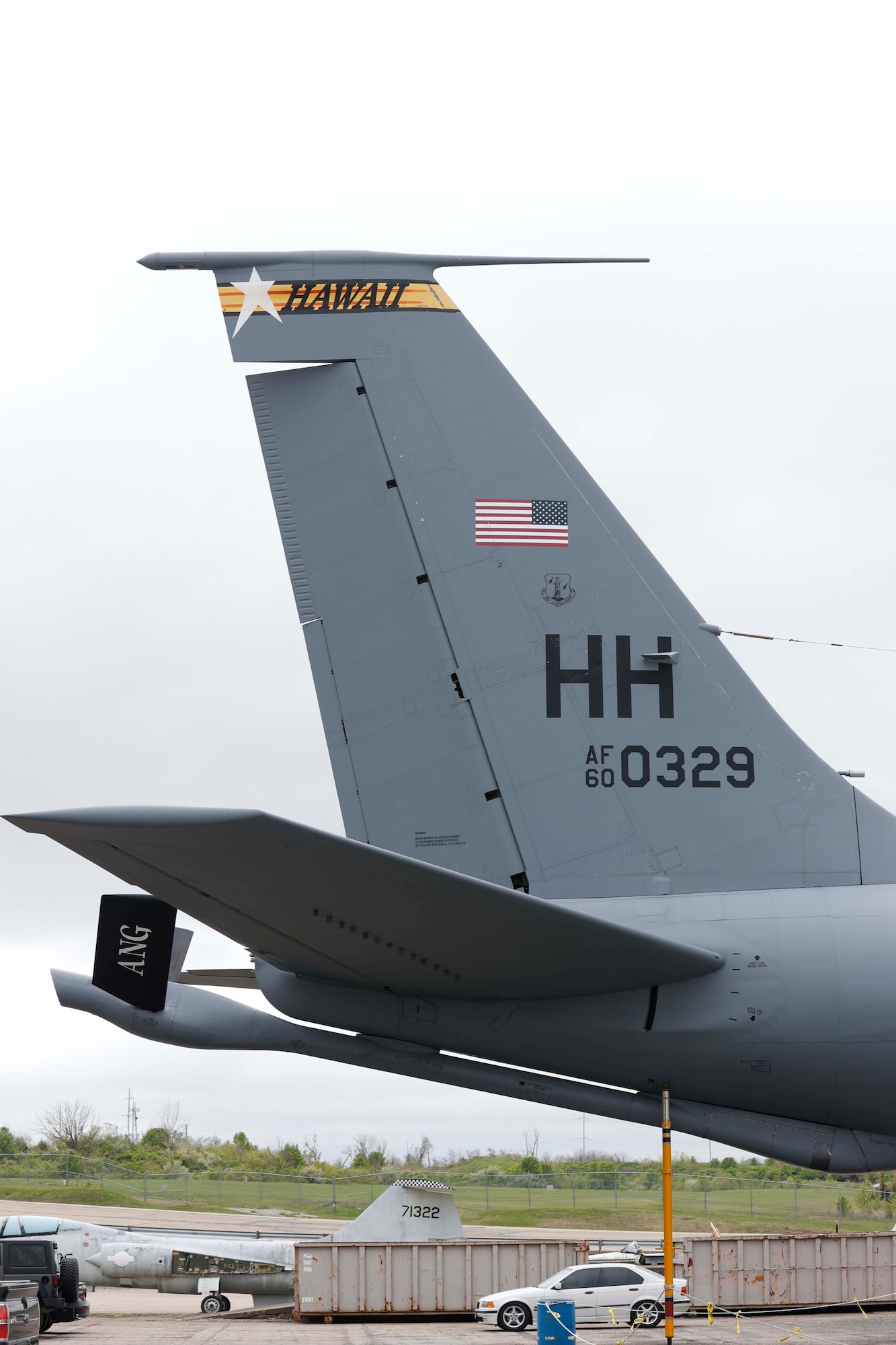 The Boeing KC-135R Stratotanker, serial number 60-0329, arrived at the National Museum of the U.S. Air Force on April 30, 2022.