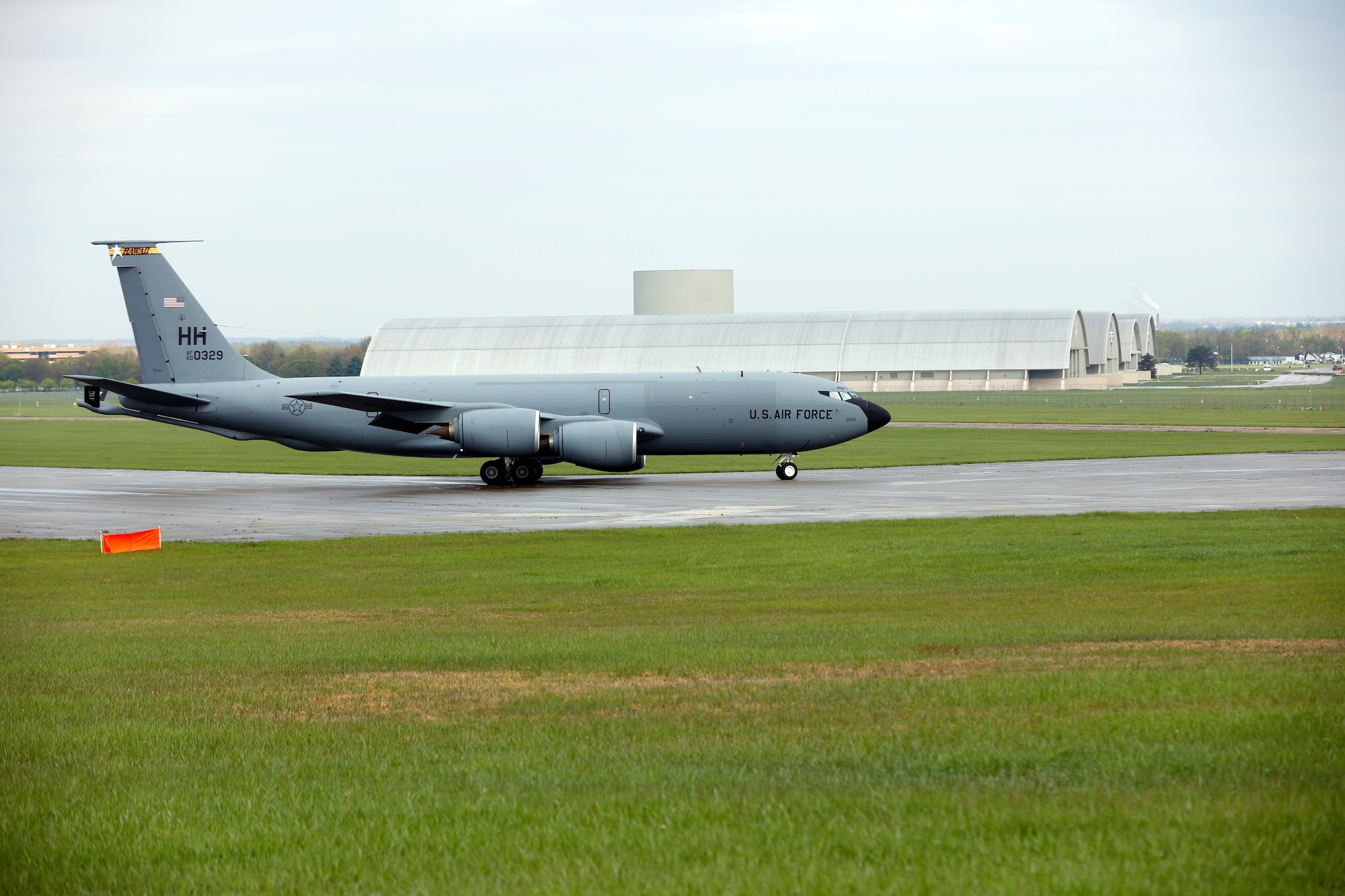The Boeing KC-135R Stratotanker, serial number 60-0329, arrived at the National Museum of the U.S. Air Force on April 30, 2022.