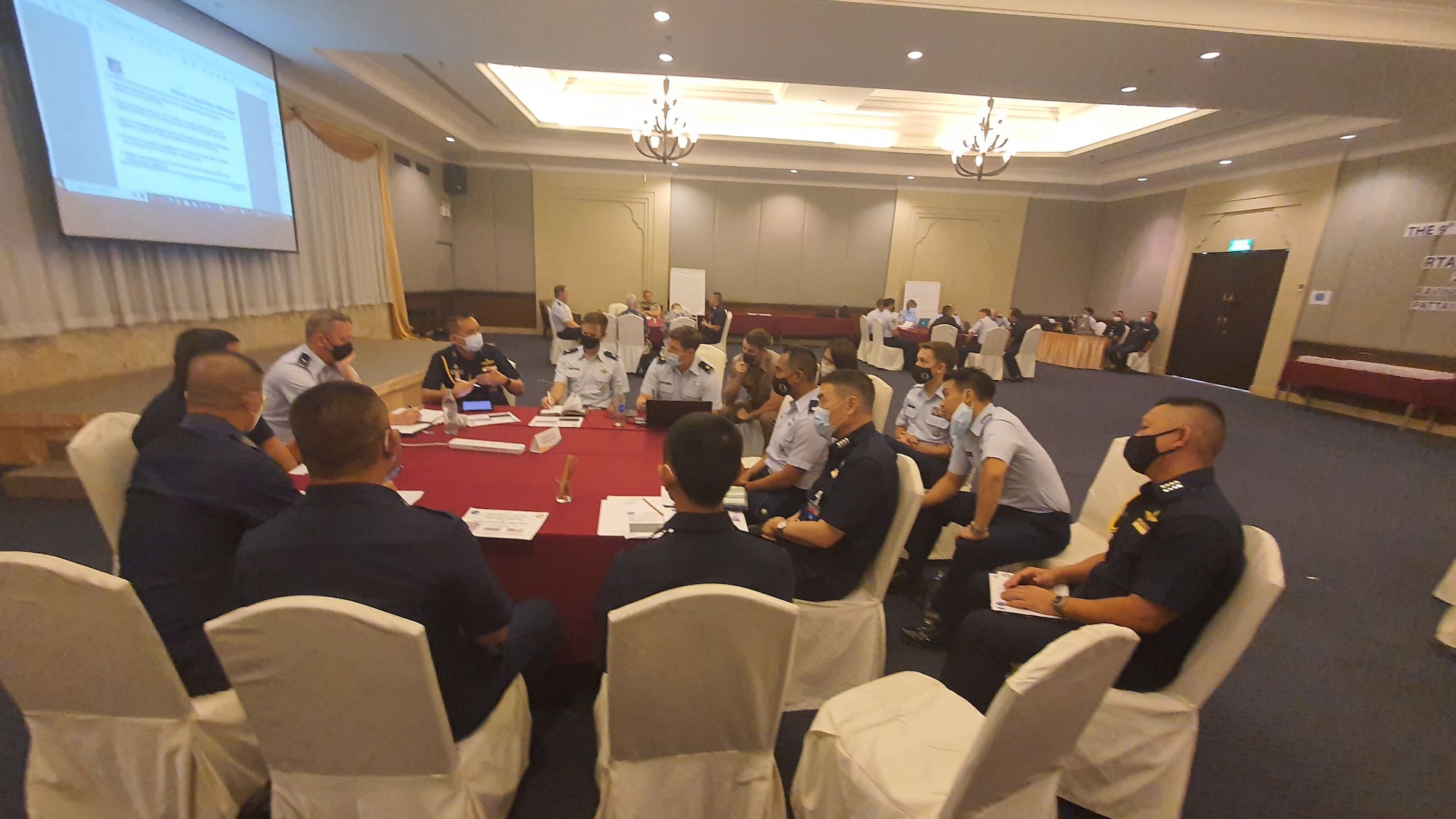 Airmen from Pacific Air Forces, the Washington Air National Guard and the Royal Thai Air Force have breakout group discussions during the ninth annual Airman-to-Airman Talks, Pattaya, Thailand, July 29, 2022. Thailand is the United States’ oldest ally in Asia, going on 204 years since the two countries made initial contact between the King of Siam and the president of the United States, resulting in more than two centuries of friendship between the two nations. (Courtesy photo)