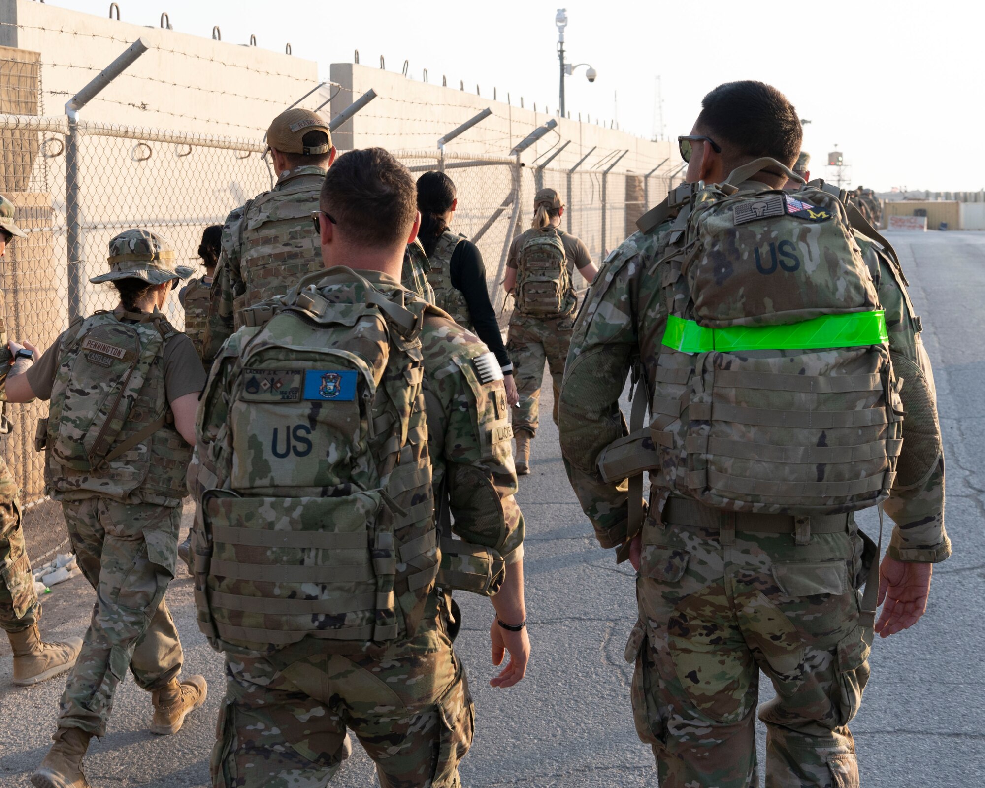 “The Red Tail Defenders Association launched a 31 mile ruck to commemorate the fallen warriors from that mission” says Staff Sergeant Beatriz Munoz, 332d Security Forces Squadron, Combined Defense Operation Center Controller, who participated in the ruck. The ruck started Sunday, Aug 7th, 2022 at 0630 at the passenger terminal. The intention was to ruck 6.2 miles Sunday through the following Thursday. Participants were highly encouraged to wear additional weight on their bodies as those that were lost were in combat battle gear. Every morning, before each ruck, volunteers started by reading the backstory of six individuals killed during the mission and proceeded to ruck.