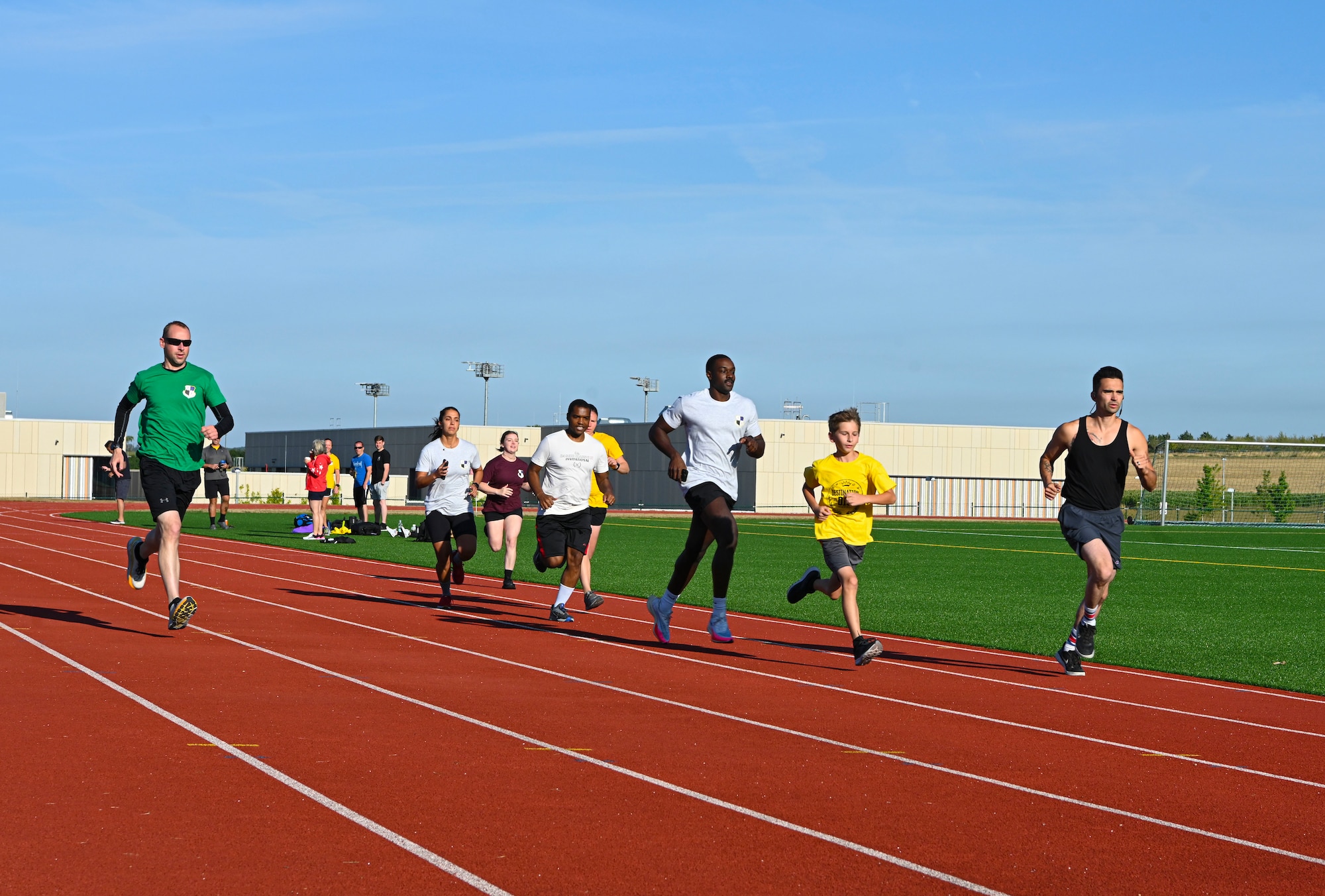 People running on a track