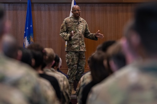 CSAF speaks at an all-call.