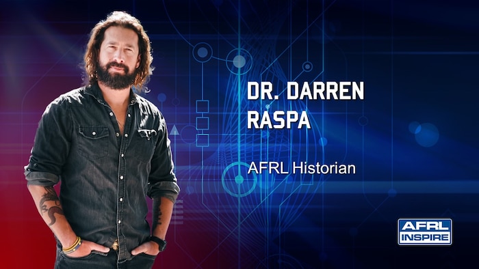 Dr. Darren Raspa, an Air Force Research Laboratory historian, will host this year’s AFRL Inspire, a special livestreamed event, Aug. 23, 2022, at 1 p.m. EDT. This annual TEDx-style production showcases the innovative ideas and passionate people from across the science and technology enterprise. (U.S. Air Force photo / Keith Lewis)