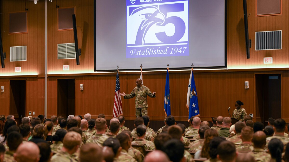 CSAF speaks to Airmen at an all-call.