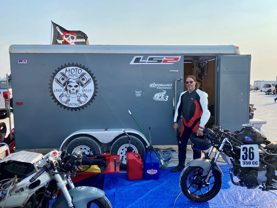 Jaron Tyner in front of a trailer