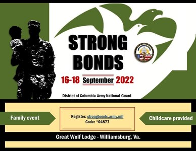 D.C. Army National Guard to host Strong Bonds event between September 16-18, 2022.