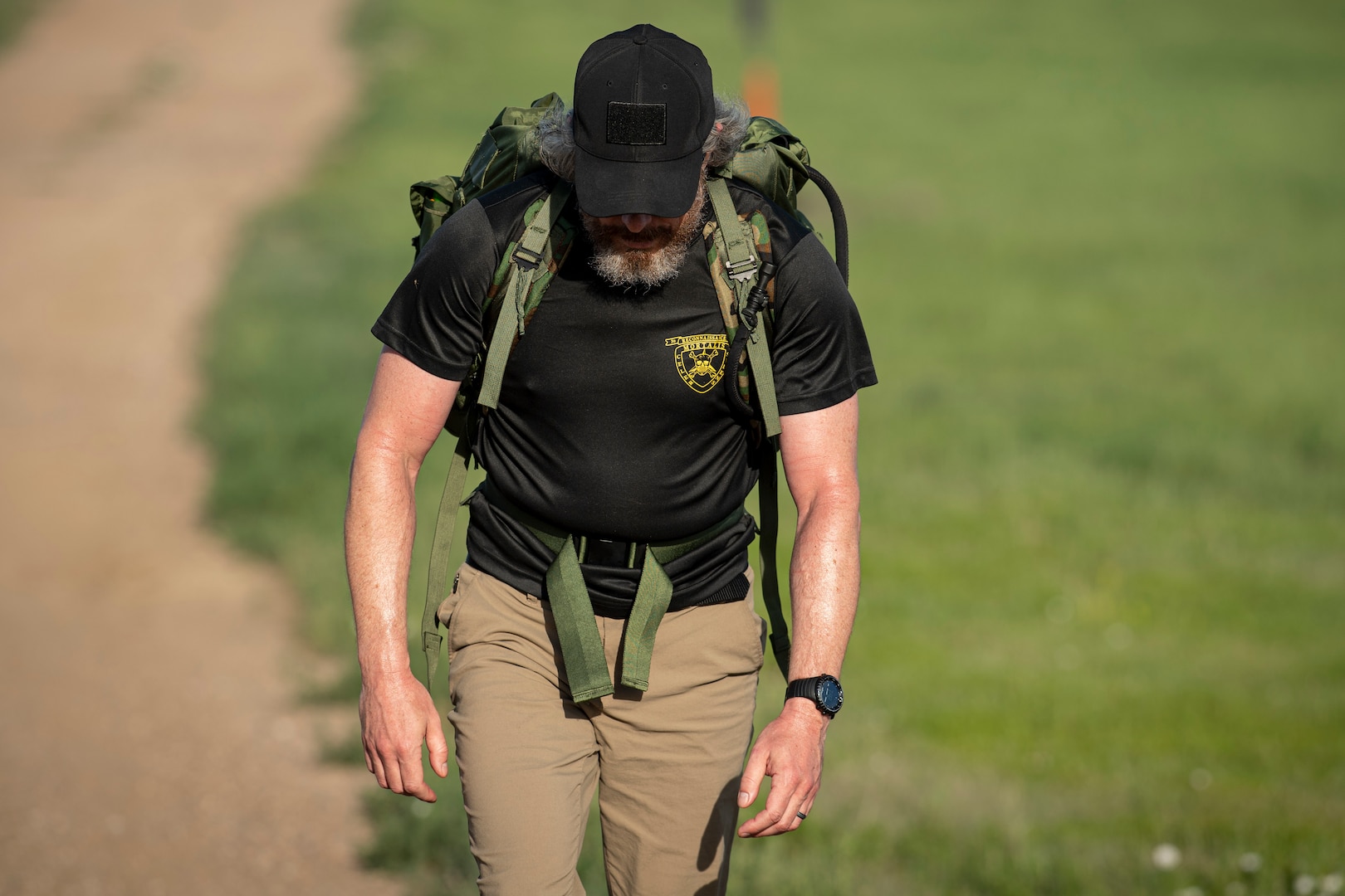 Man rucking with gear