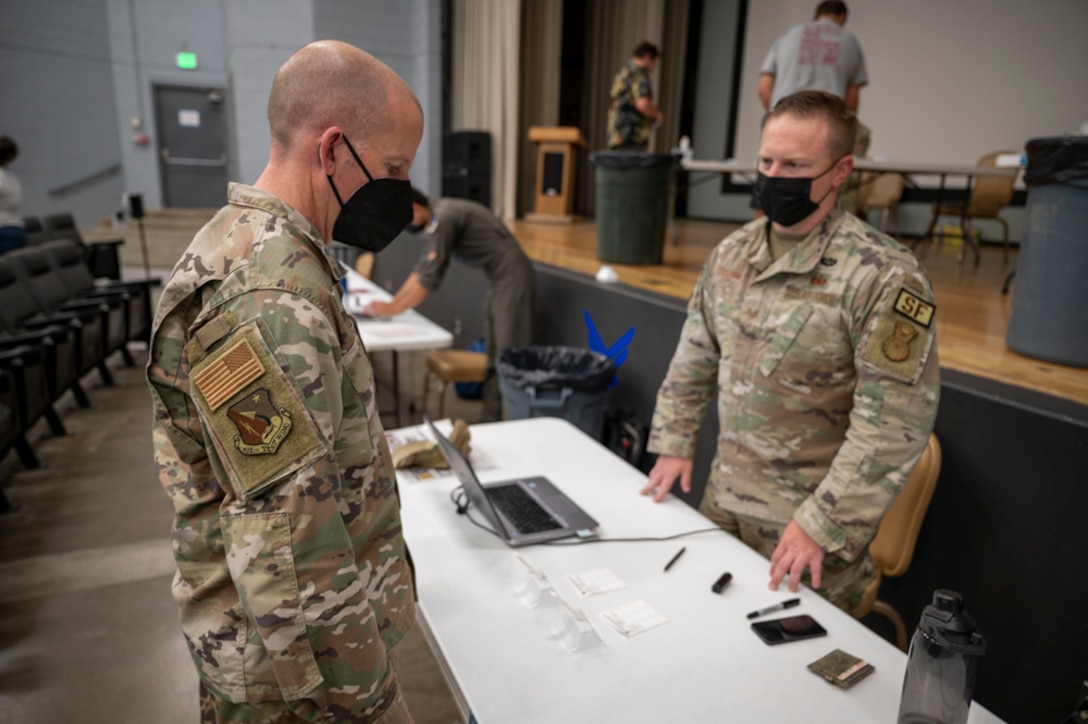 U.S. Air Force Brig. Gen. Matthew Higer, Commander of the 412th Test Wing at
Edwards AFB, California, was randomly selected to be tested for COVID-19 as part of this new health measure.