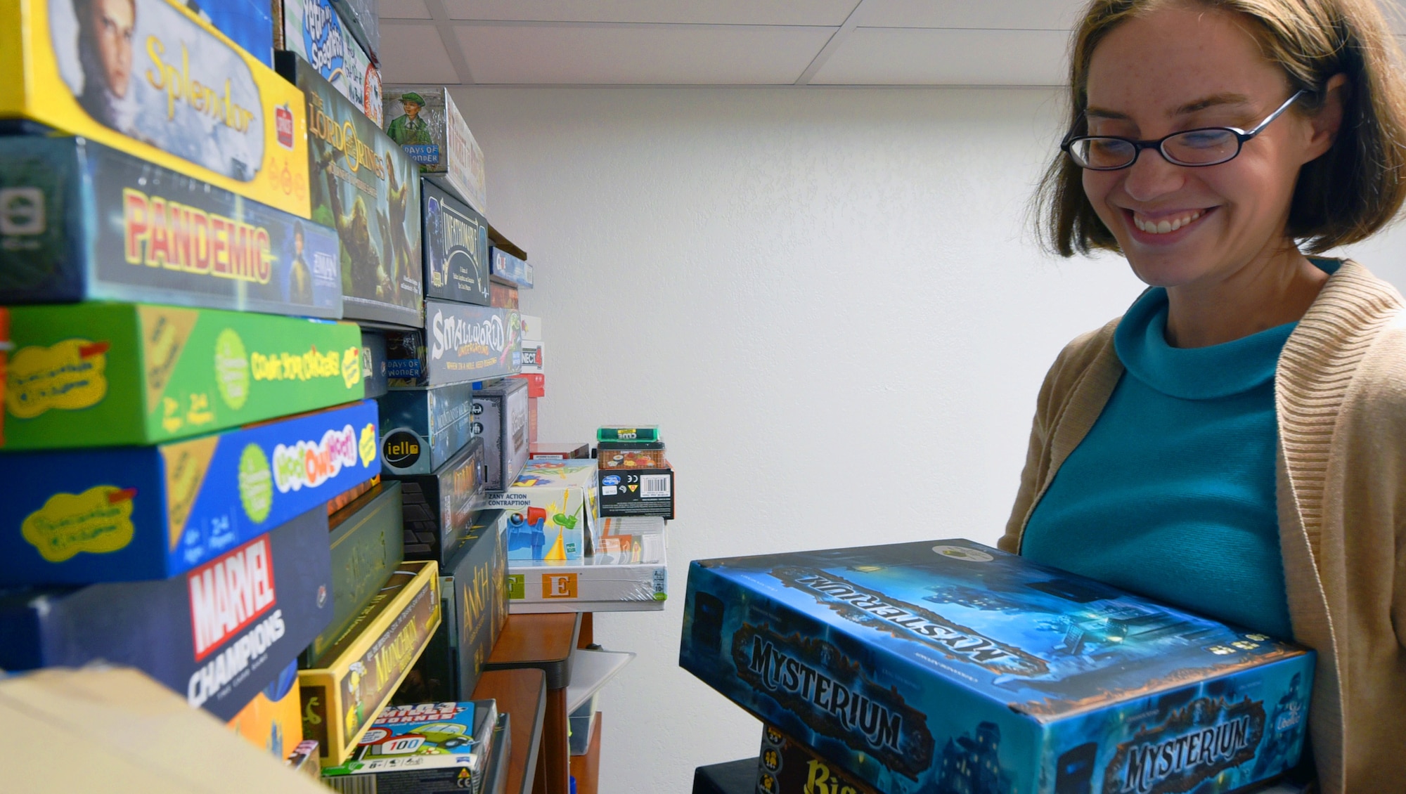 Librarian puts board games away