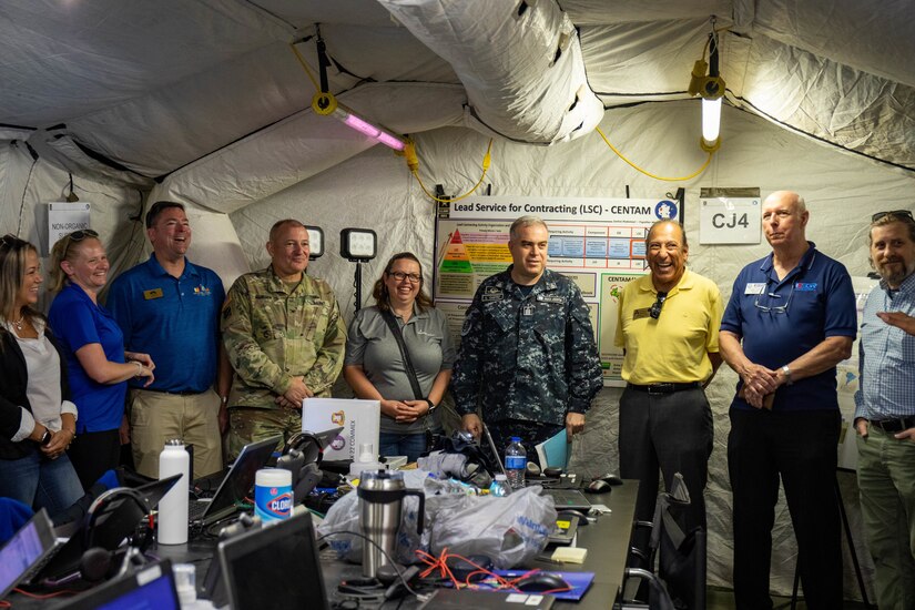 San Antonio Chamber of Commerce tour the exercise site and are given a chance to see the extent of Army South's efforts to partner with Latin American security forces through professional exchanges and by working side-by-side with other nations' armies during the Panamax exercise.