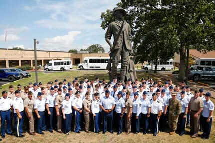 Senior Enlisted Advisor Tony Whitehead, the SEA to the chief, National Guard Bureau, and senior enlisted Guard leaders from across the country stand for a photo at the National Guard Professional Education Center in North Little Rock, Arkansas, Aug. 10, 2022. Whitehead hosted the National Guard's Senior Enlisted Leader Training Forum in Little Rock, Aug. 7-10, 2022.