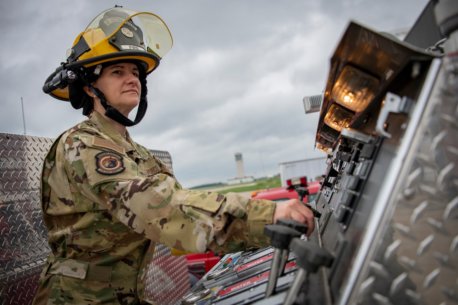 Senior Airman Kristina Schneider, fire protection journeyman, poses for a portrait July 27, 2022, at the 179th Airlift Wing at Mansfield Lahm ANGB, Ohio. Schneider was selected based on superior leadership, job performance, and personal achievements.