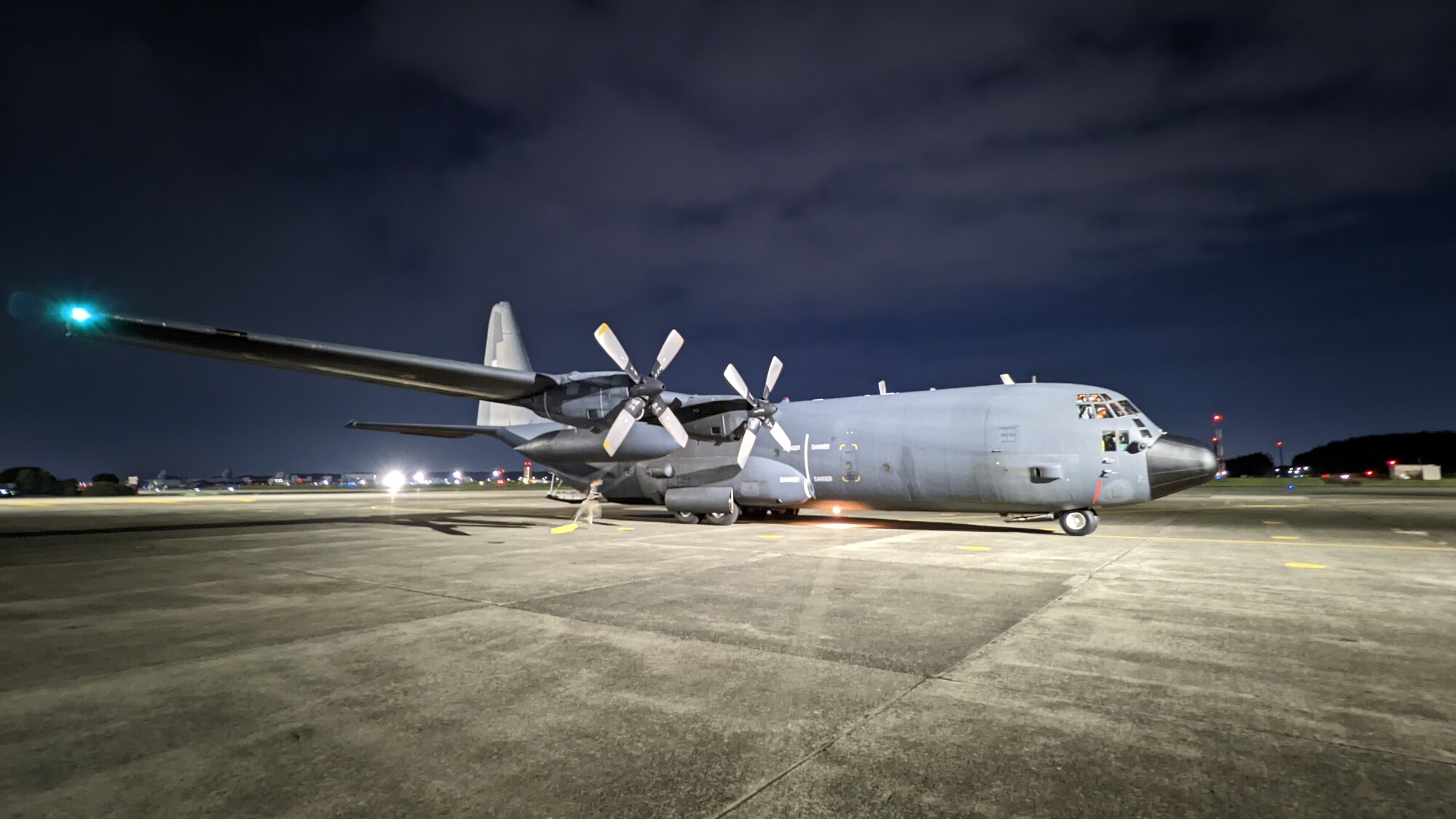 A C-130H Hercules with the French Air Force (Armee de L'air) parks at Yokota Air Base, Japan, Aug. 10, 2022. The French Air Force and separately the Royal Thai Air Force 601 Squadron came to Japan during the same period to perform their own multilateral trainings. Both France and Thailand are part of the United Nations and Yokota Air Base is one of seven U.S. bases designated for joint United Nations Command - Rear use. (U.S. Air Force photo by Tech. Sgt. Garrett Cole)